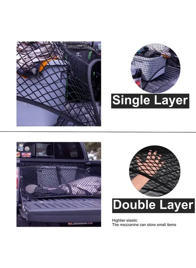 Double Layer Cargo Net 3 3x4 Stretches to 5 8x7 Truck Bed Organizer for Pickup SUV ATV - Image 5